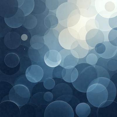 The primary subject of the image is a blue background with a pattern of white circles. The setting appears to be a dark, possibly nighttime, environment. The visual style of the image is a digital art or illustration, as it features a unique and intricate pattern of circles. The dominant colors in the image are blue and white, creating a calm and serene atmosphere.